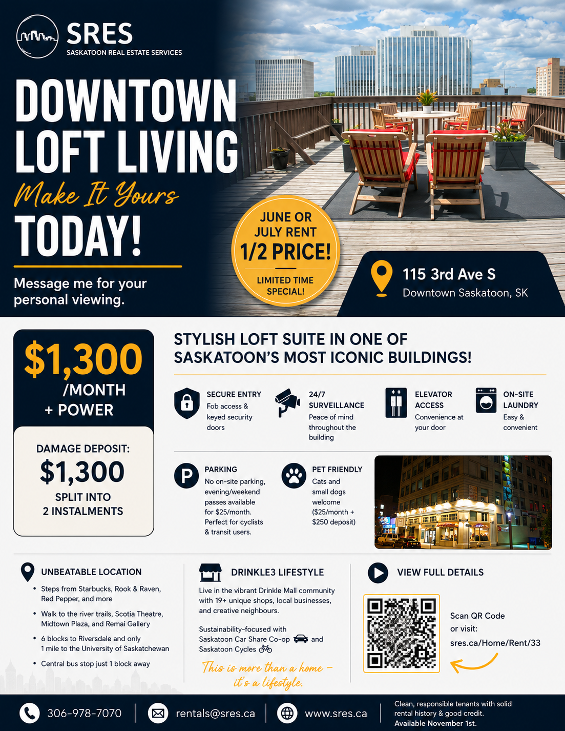 🏙️ Modern Loft Living in the Heart of Downtown Saskatoon